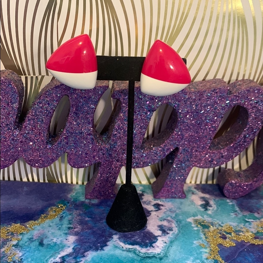 Vintage Pink and White Geometric Earrings